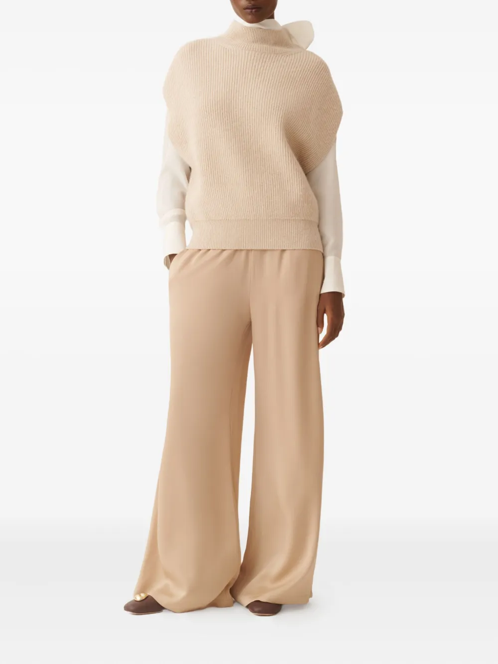 Fabiana Filippi Ribgebreid hemd Beige