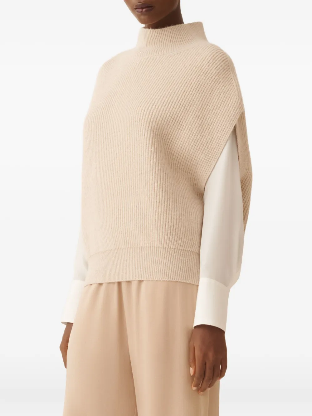 Fabiana Filippi Ribgebreid hemd Beige