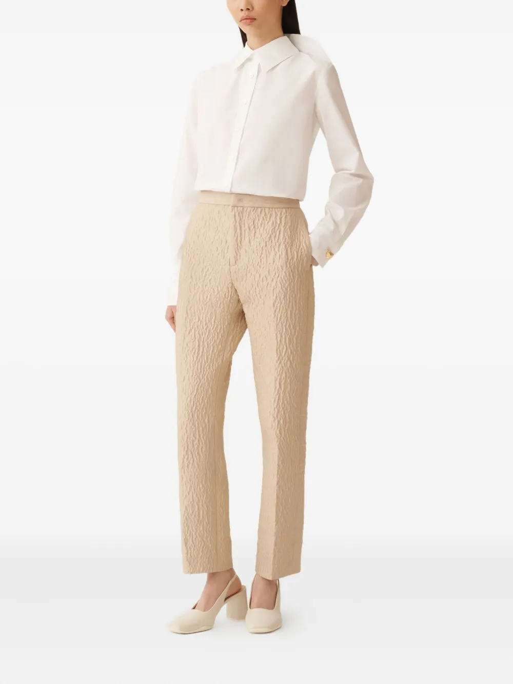 Fabiana Filippi Montefalco Trousers In Embossed Jacquard In White