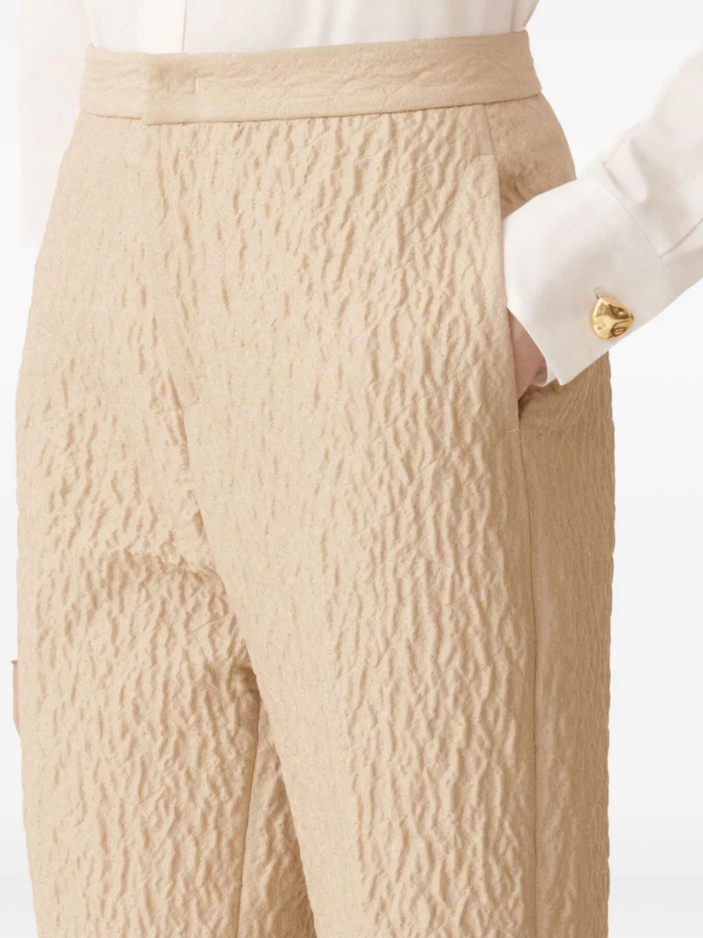 Fabiana Filippi Montefalco Trousers In Embossed Jacquard In White