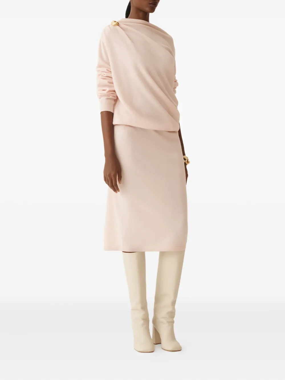 Fabiana Filippi draped button-detail midi dress | Pink | Image 1