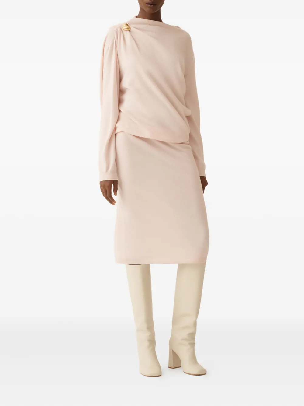 Fabiana Filippi draped button-detail midi dress - Roze
