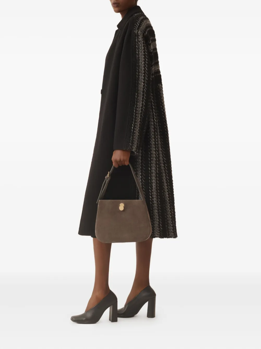 Fabiana Filippi Textured Panelled Coat In Animal Print