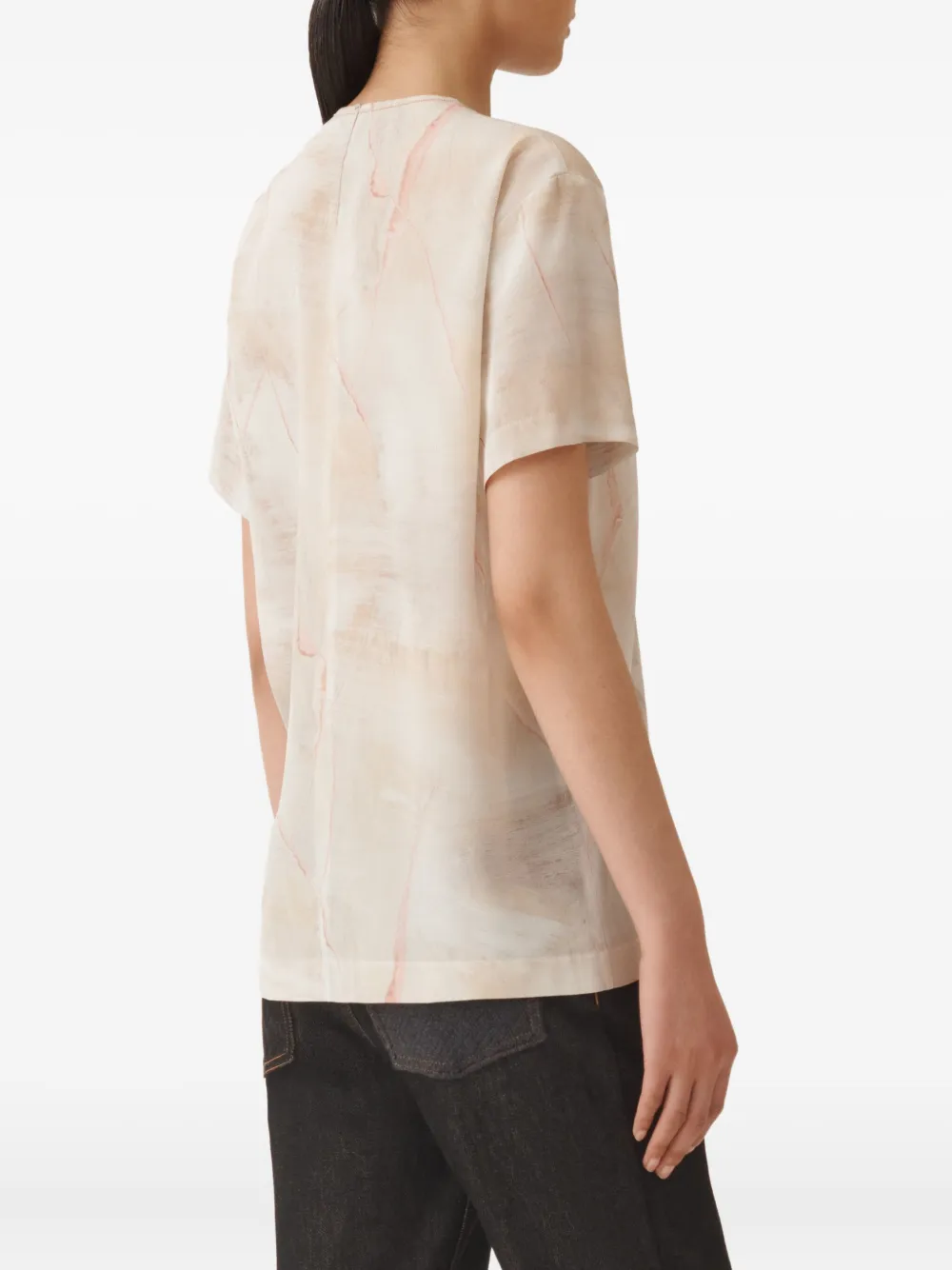 Fabiana Filippi T-shirt met marmer-print en korte mouwen Beige