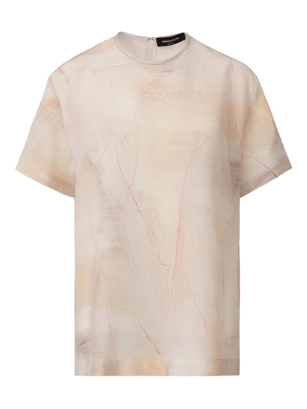 Fabiana Filippi T-shirt met marmer-print en korte mouwen Beige
