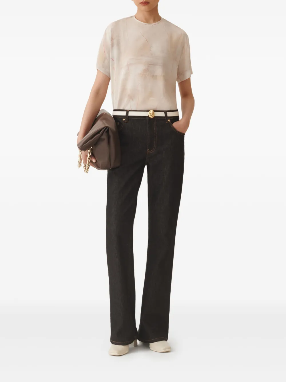 Fabiana Filippi T-shirt met marmer-print en korte mouwen Beige
