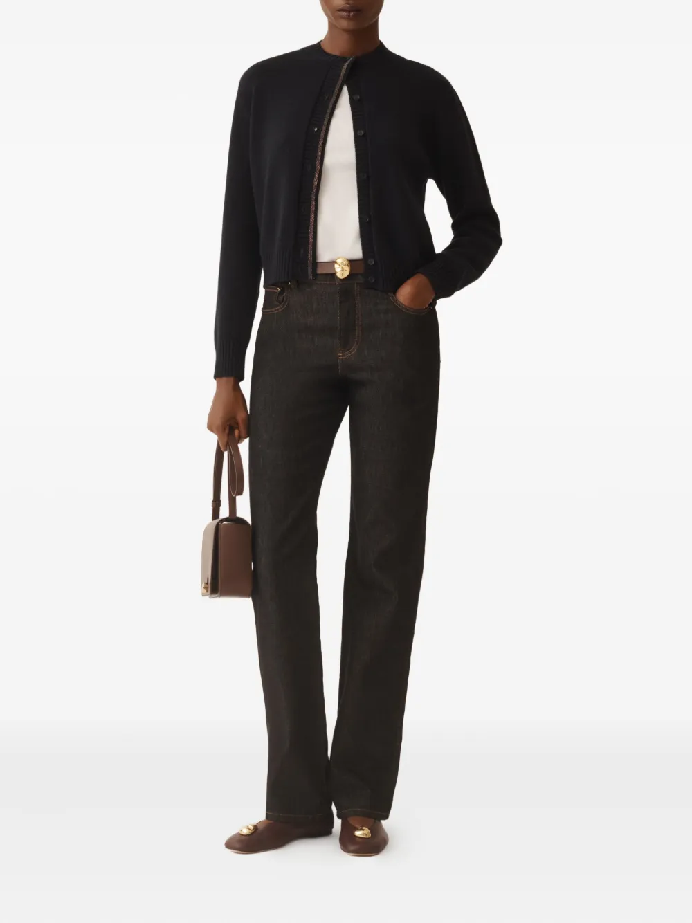 Fabiana Filippi Embellished Button Cardigan In Black