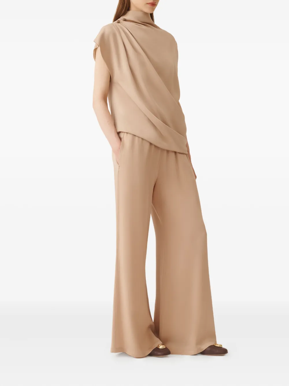 Fabiana Filippi draped high-neck blouse Beige