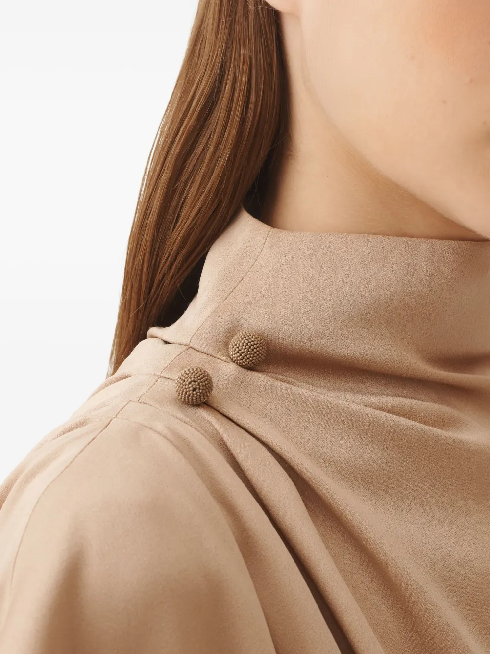 Fabiana Filippi draped high-neck blouse Beige