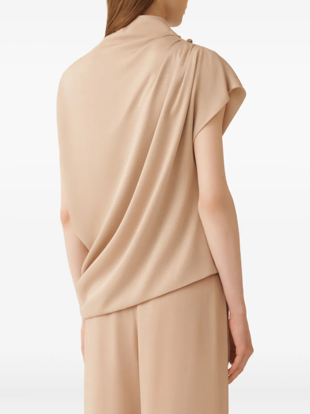 Fabiana Filippi draped high-neck blouse Beige