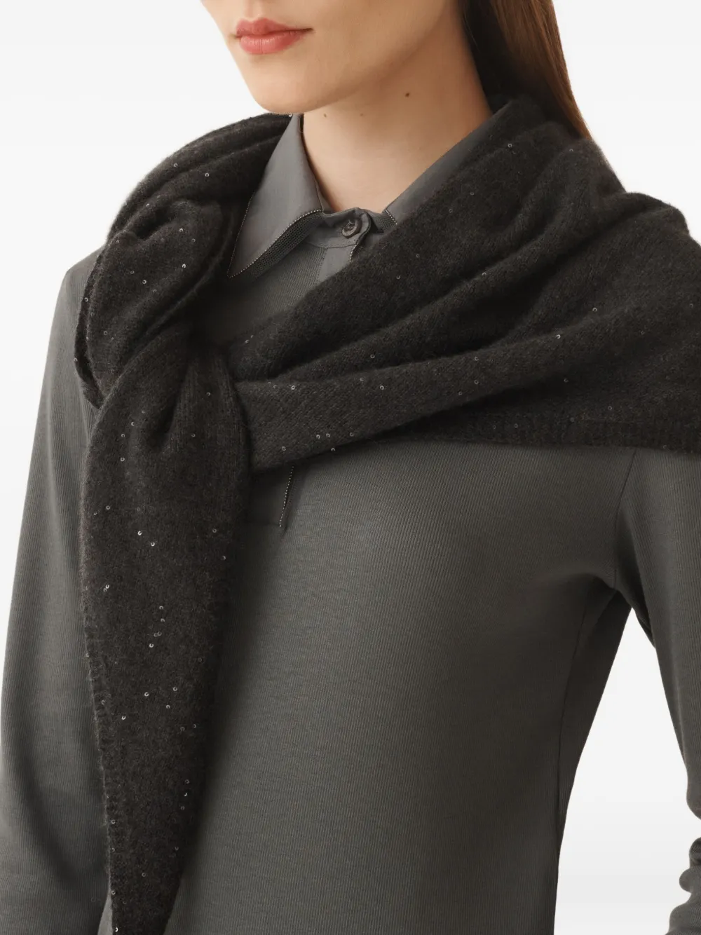 Fabiana Filippi sequin-embellished scarf - Grijs