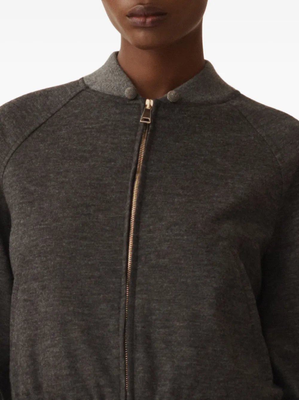 Fabiana Filippi Zip-front Cropped Bomber Jacket In Brown