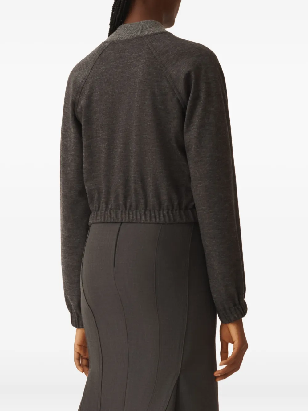 Fabiana Filippi Zip-front Cropped Bomber Jacket In Brown