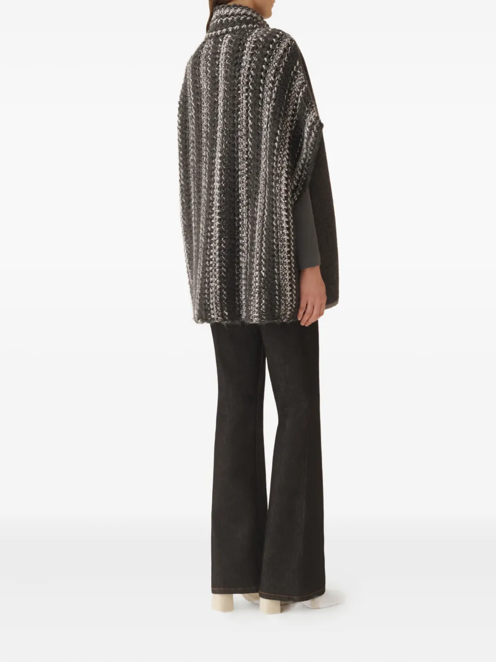 Fabiana Filippi Cape In Soft Double Chevron In Gray