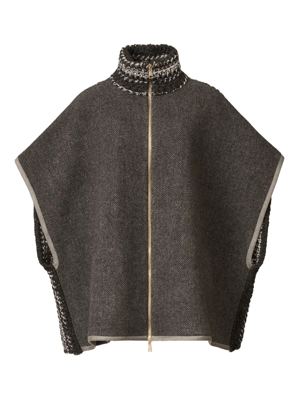 Fabiana Filippi Cape In Soft Double Chevron In Gray