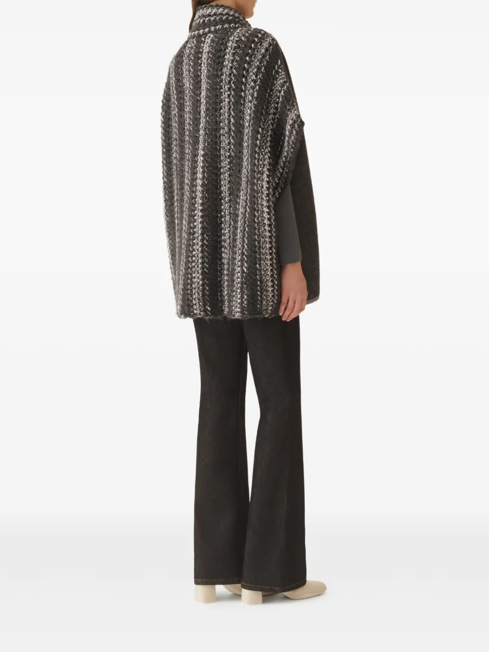 Fabiana Filippi Cape met visgraatpatroon en rits Grijs