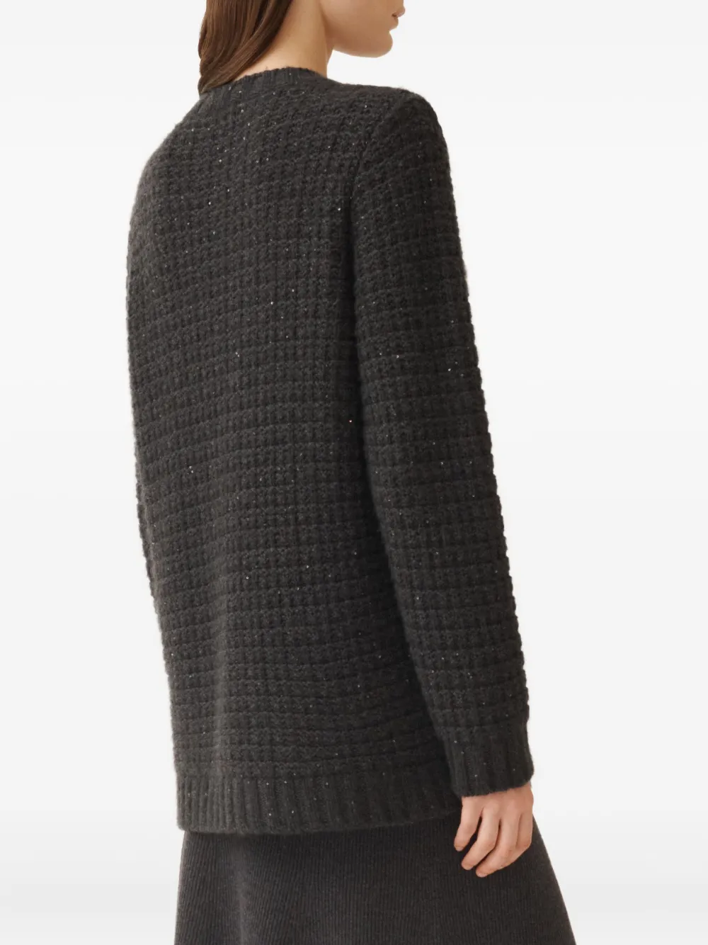 Fabiana Filippi Sequin-embellished Waffle-knit Cardigan In Black