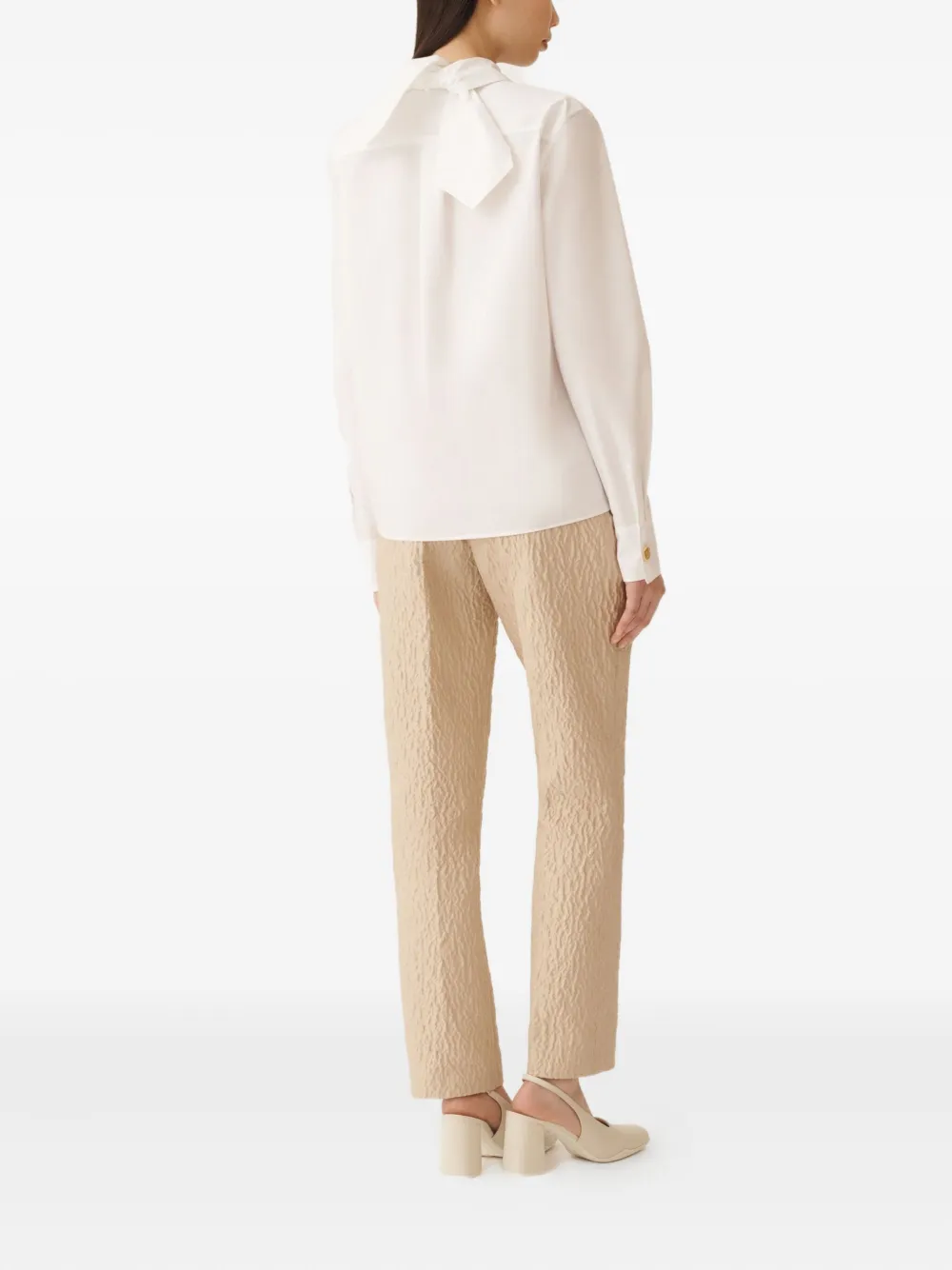 Fabiana Filippi Bow-detail Point-collar Shirt In White