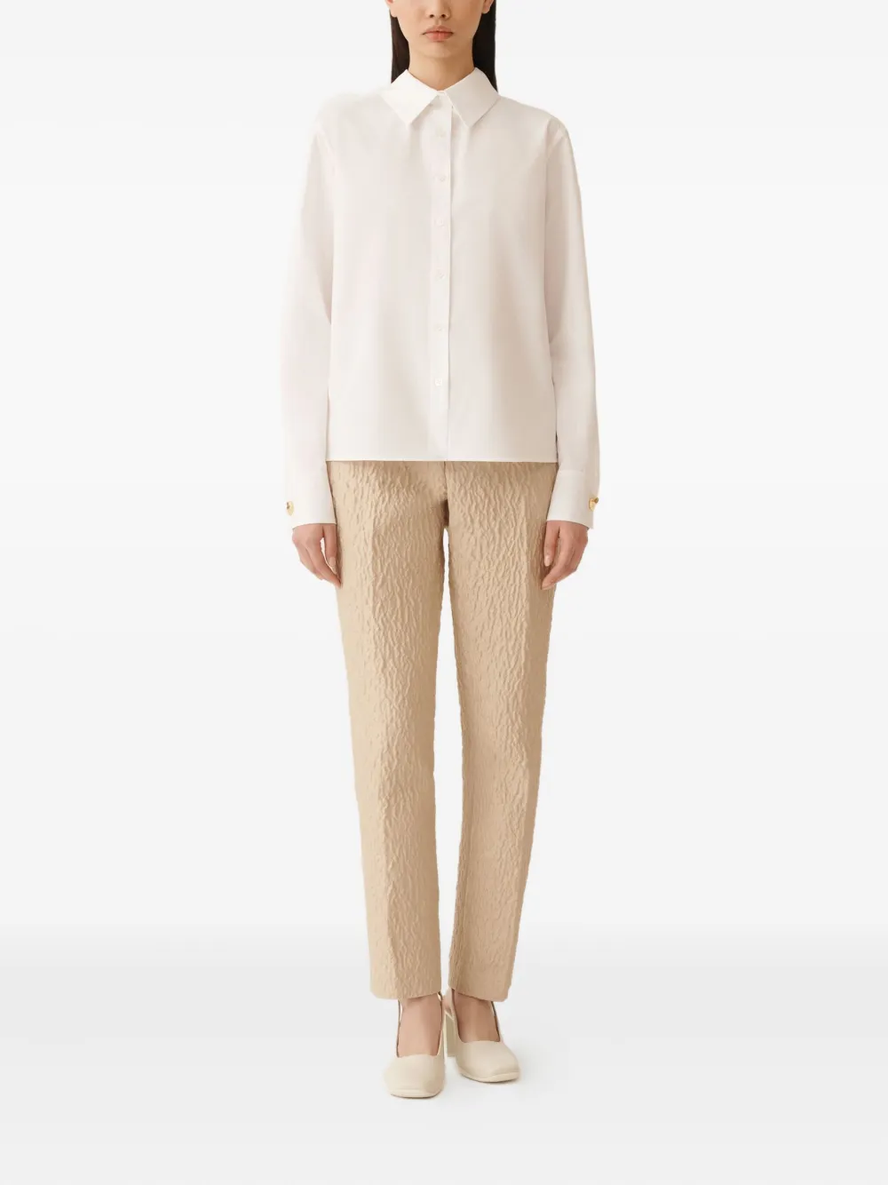 Fabiana Filippi Bow-detail Point-collar Shirt In White