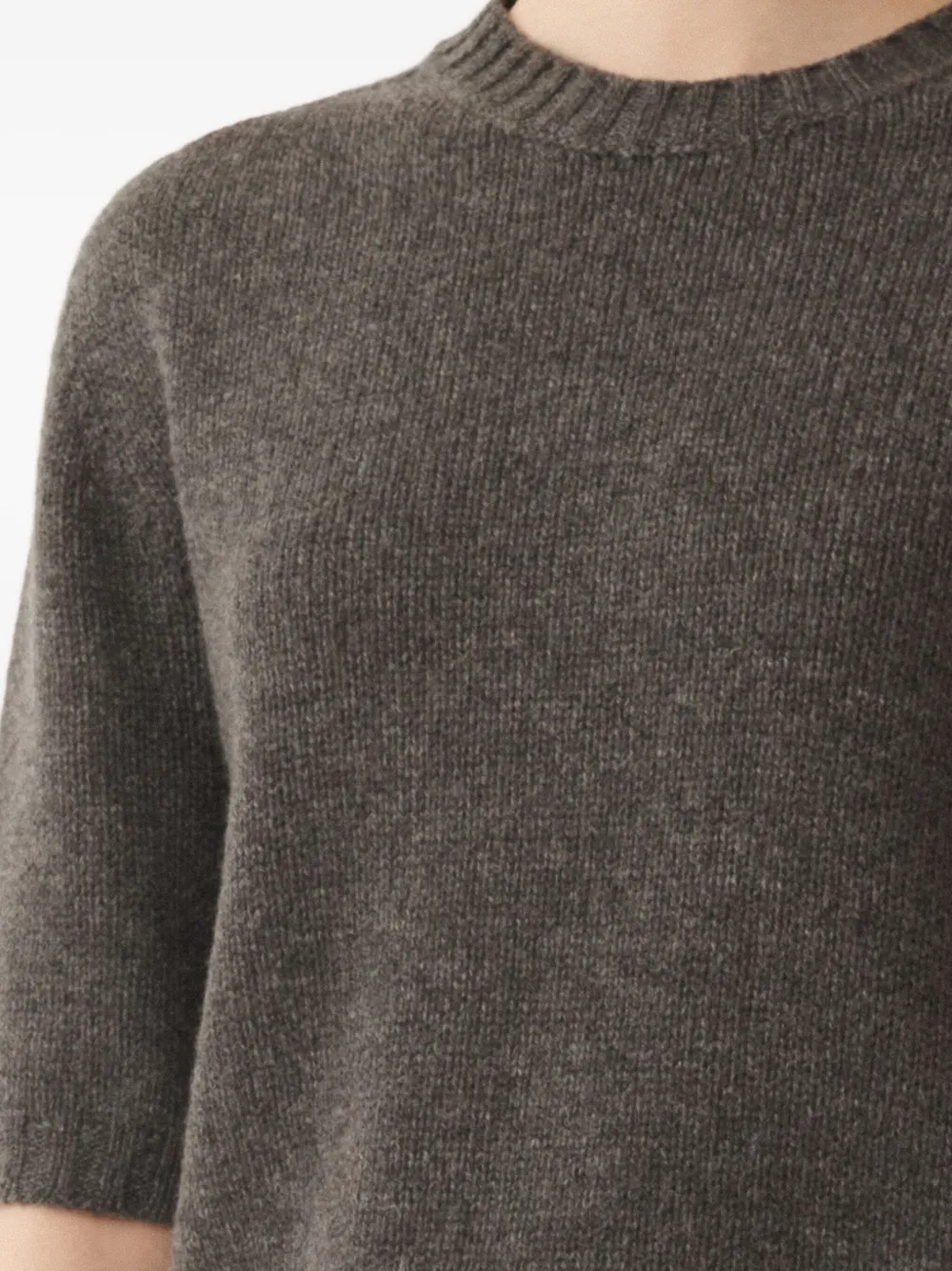 Fabiana Filippi Short-sleeve Crew-neck Sweater In Gray