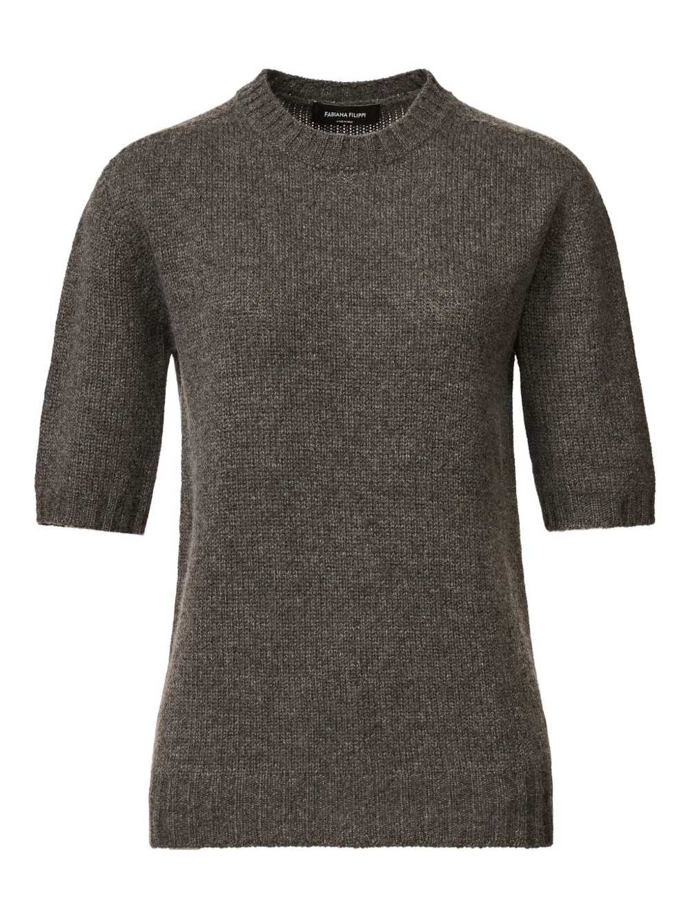 Fabiana Filippi Short-sleeve Crew-neck Sweater In Gray