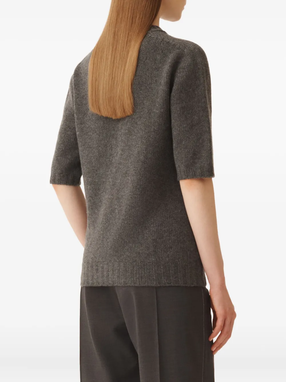Fabiana Filippi Short-sleeve Crew-neck Sweater In Gray