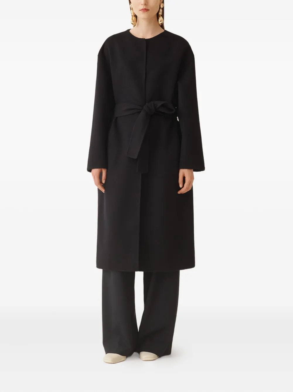 Fabiana Filippi Double Wool Coat In Black