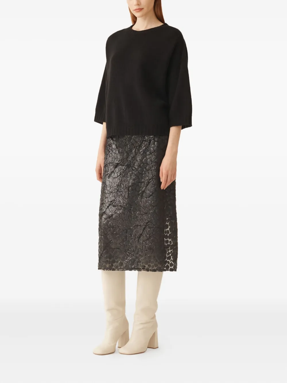 Fabiana Filippi Boxy trui met halve mouwen Zwart