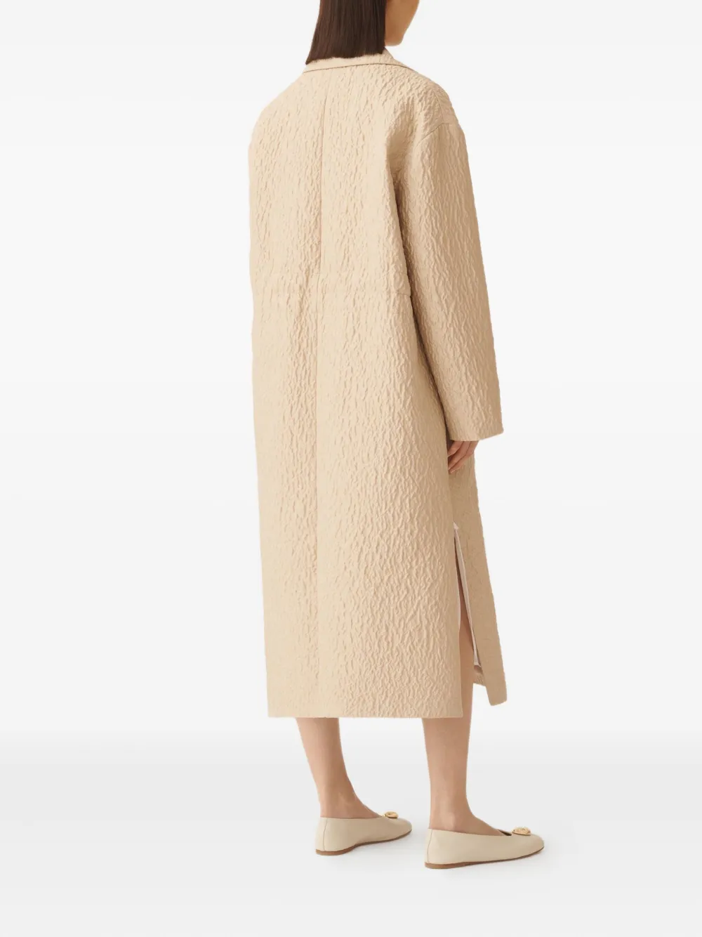 Fabiana Filippi Textured-effect Drawstring Single-breasted Coat In Neutral