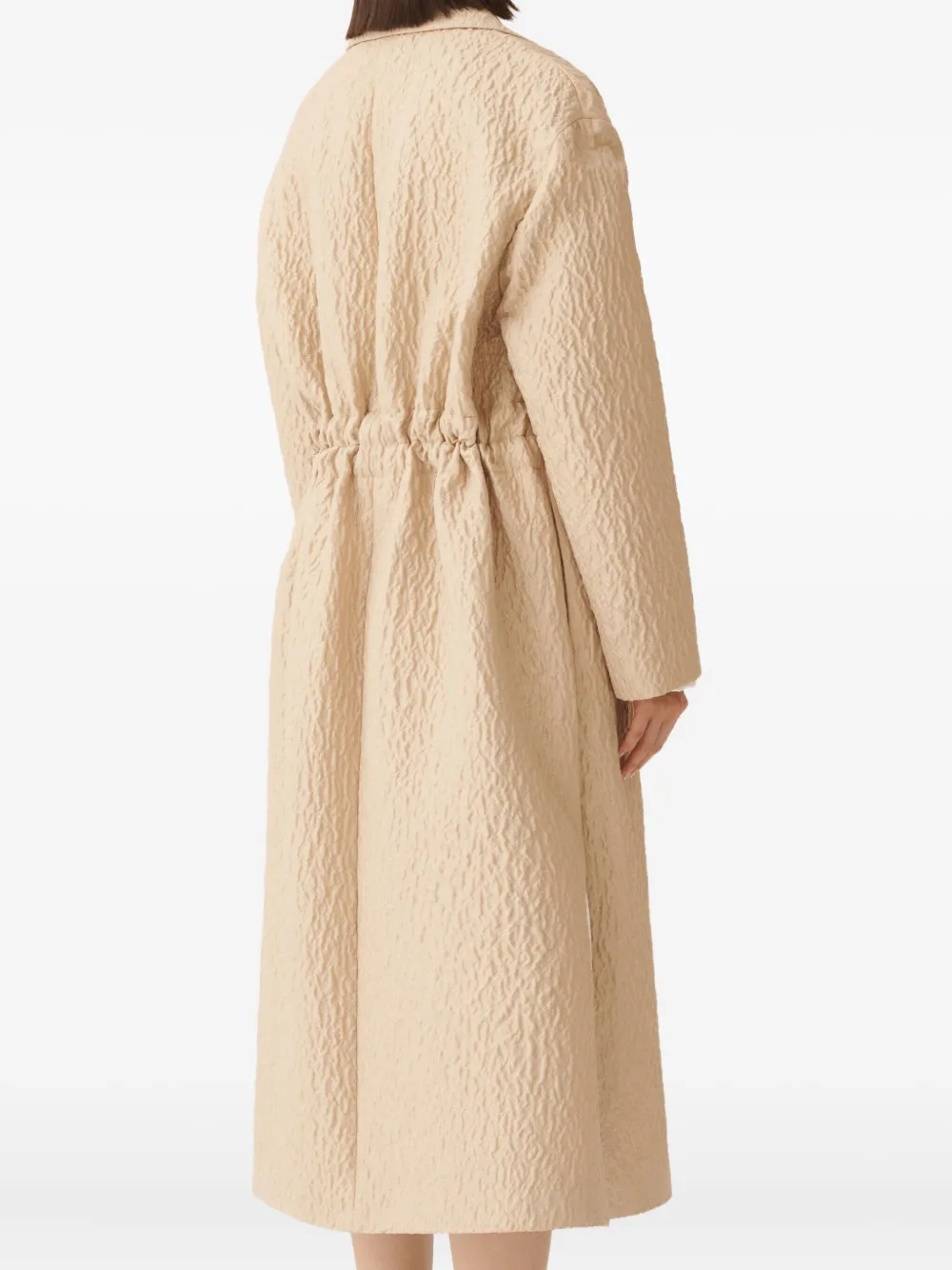 Fabiana Filippi Textured-effect Drawstring Single-breasted Coat In Neutral