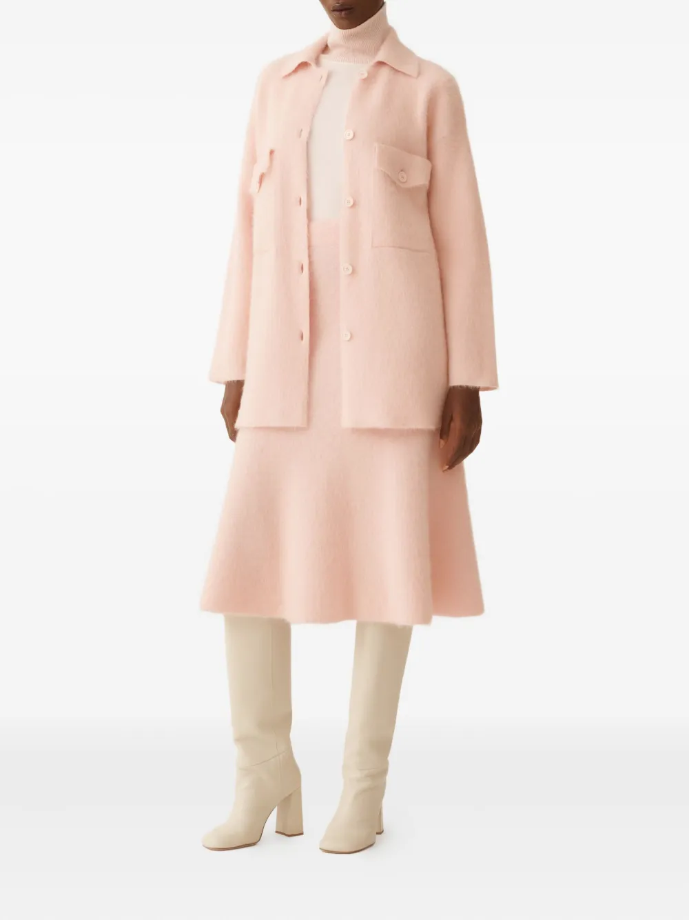 Fabiana Filippi Shirt In Brushed Merino And Mohair In Pink