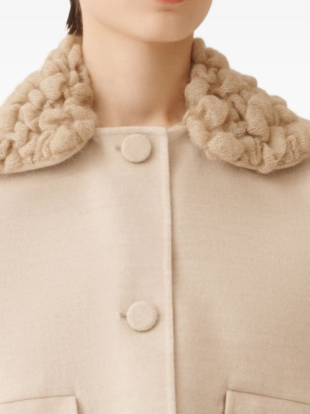 Fabiana Filippi Wollen jack met gebreide kraag Beige