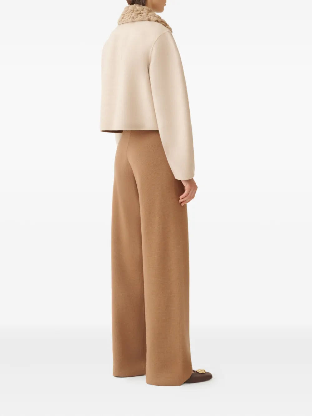 Fabiana Filippi Wollen jack met gebreide kraag Beige