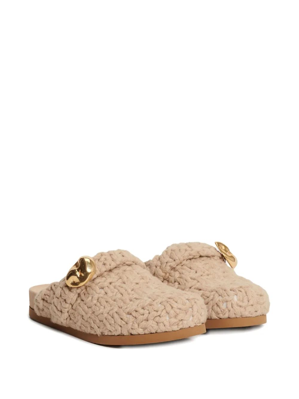 Fabiana Filippi knitted sude mules Neutrals