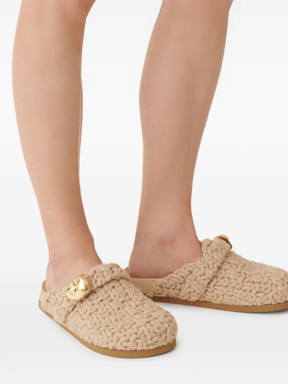Fabiana Filippi knitted sude mules Neutrals
