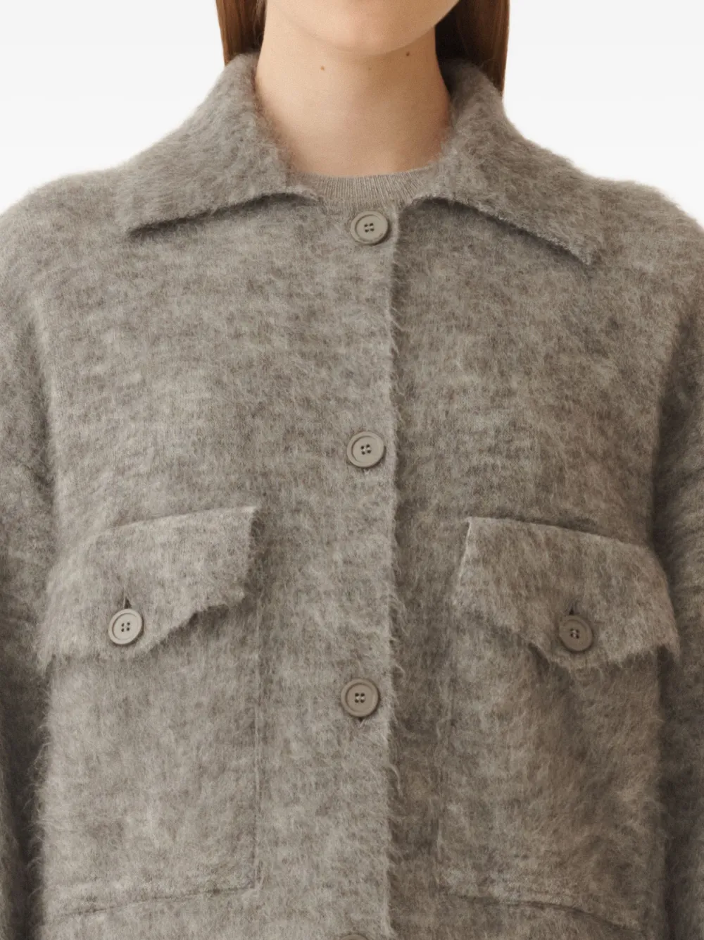 Fabiana Filippi Buttoned Collared Cardigan In Gray