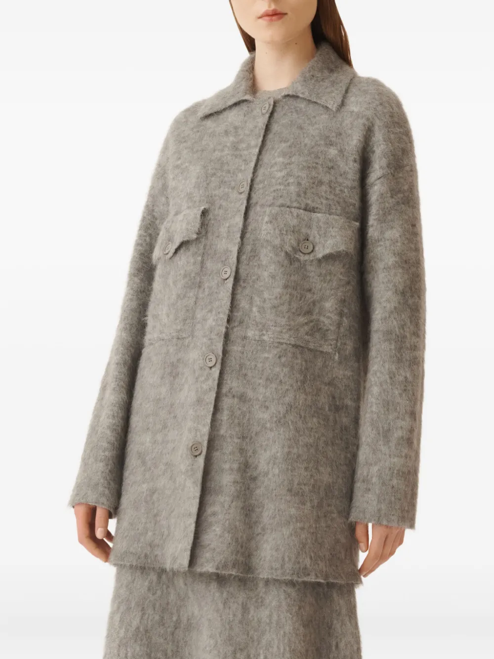 Fabiana Filippi Buttoned Collared Cardigan In Gray