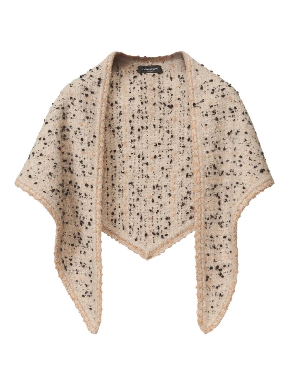 Fabiana Filippi Driehoekige sjaal met tweed afwerking Beige