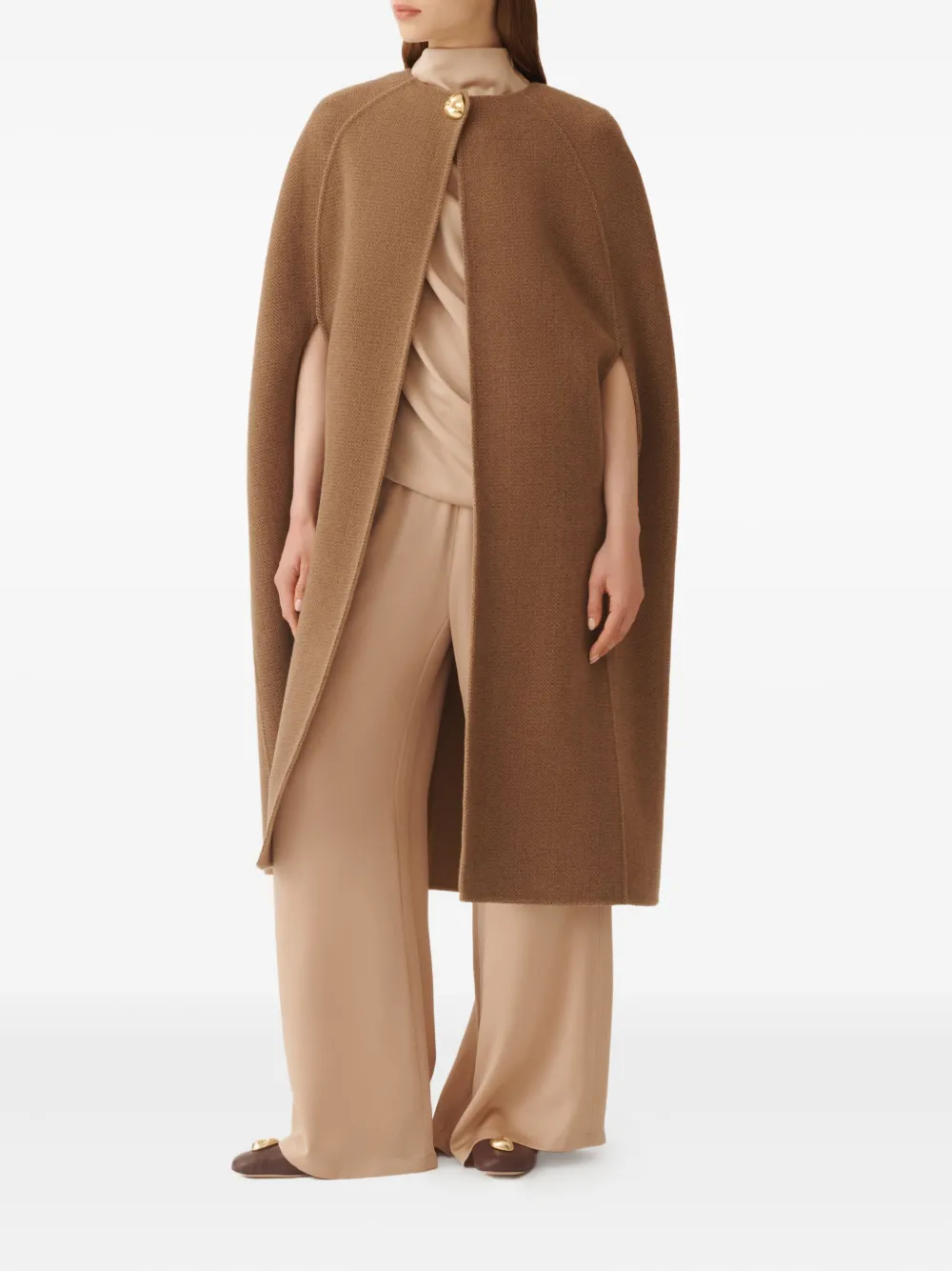 Fabiana Filippi Cape In Soft Double Chevron In Brown