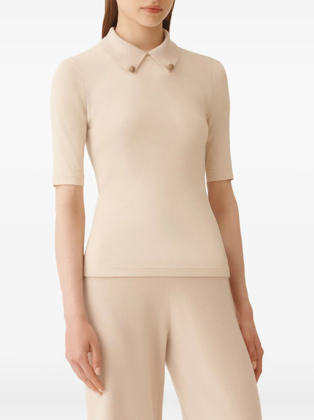 Fabiana Filippi Top met verfraaide kraag Beige