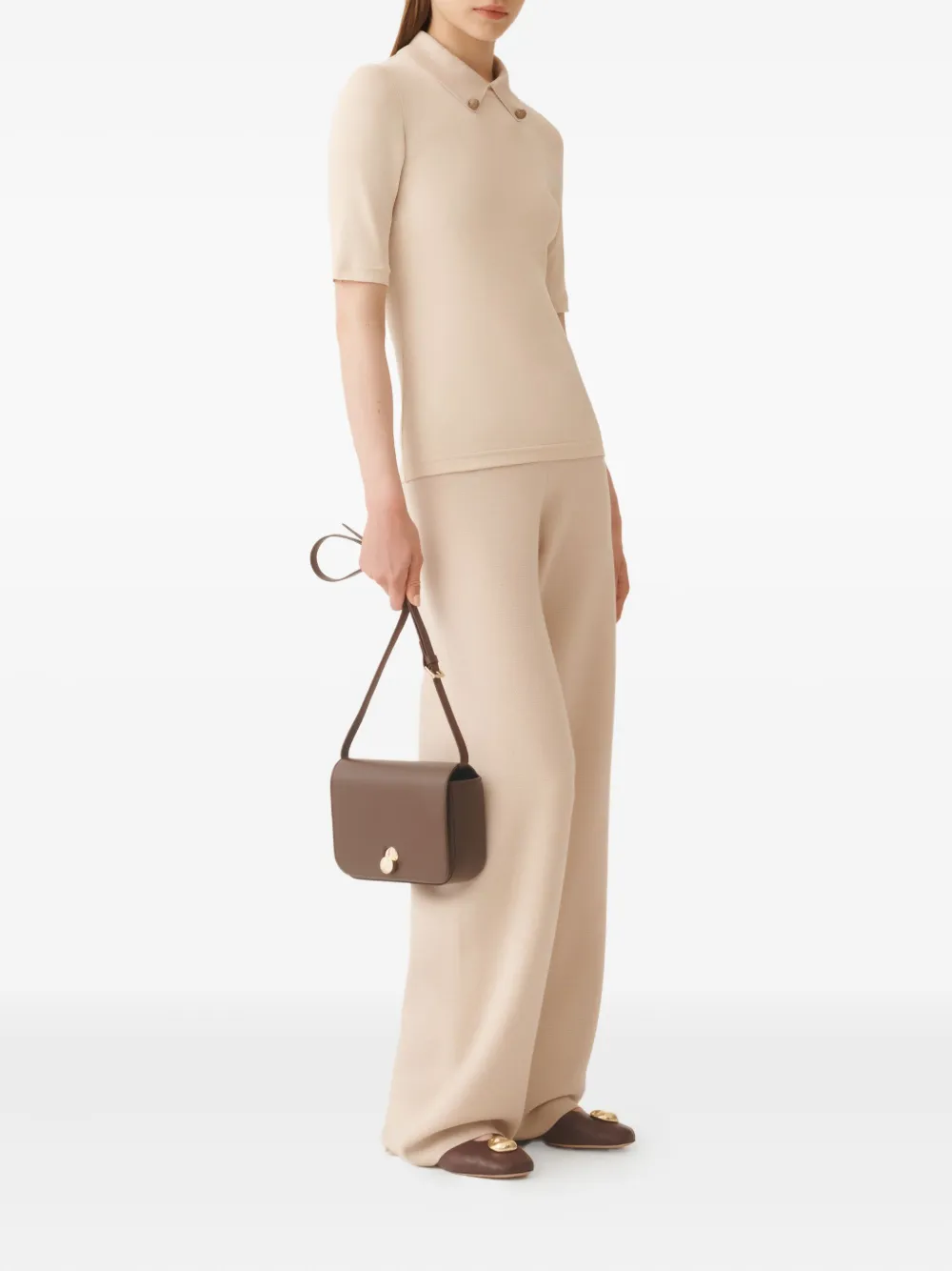 Fabiana Filippi Top met verfraaide kraag Beige