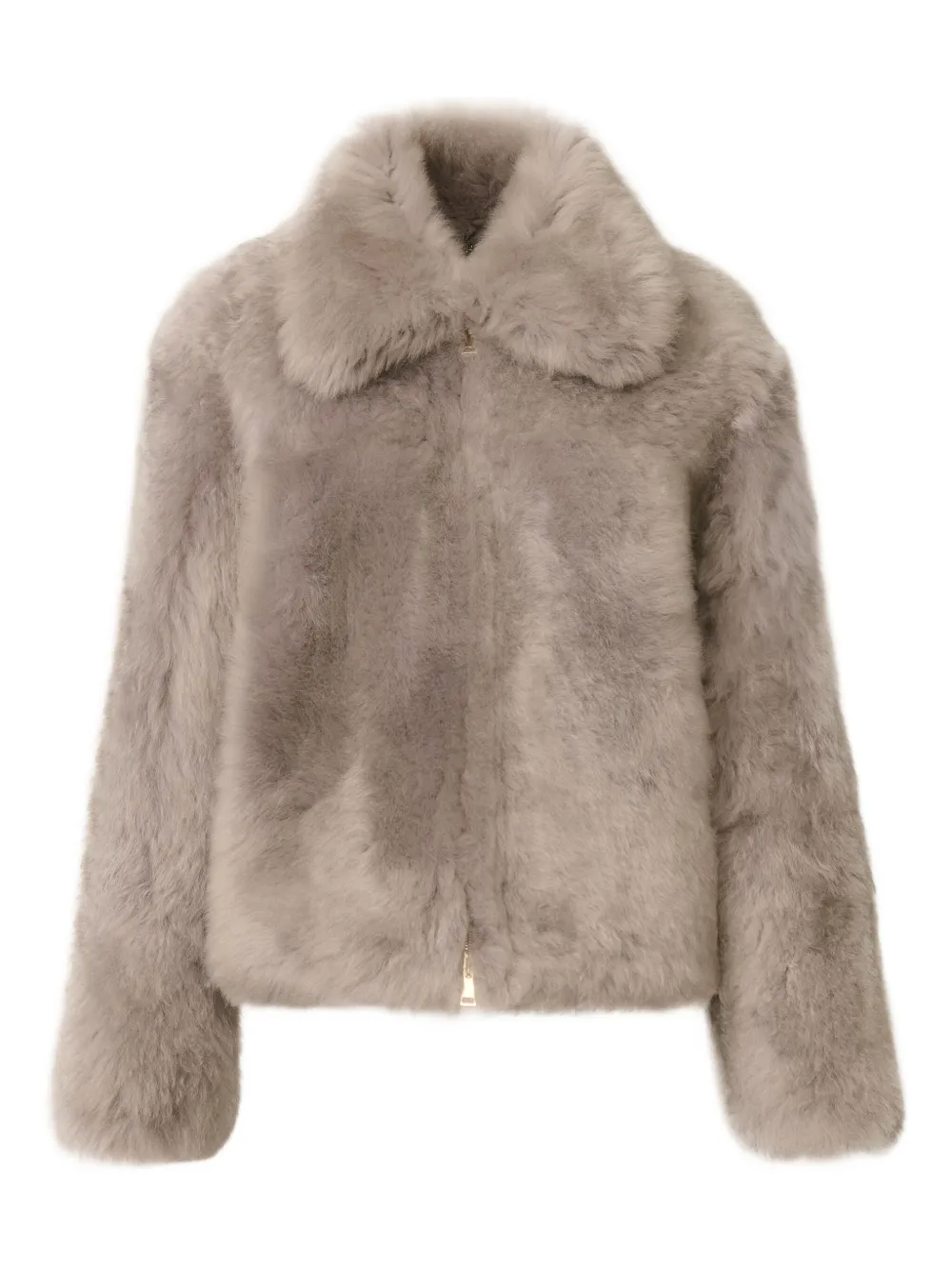 Fabiana Filippi Shearling Zip-front Jacket In Neutral