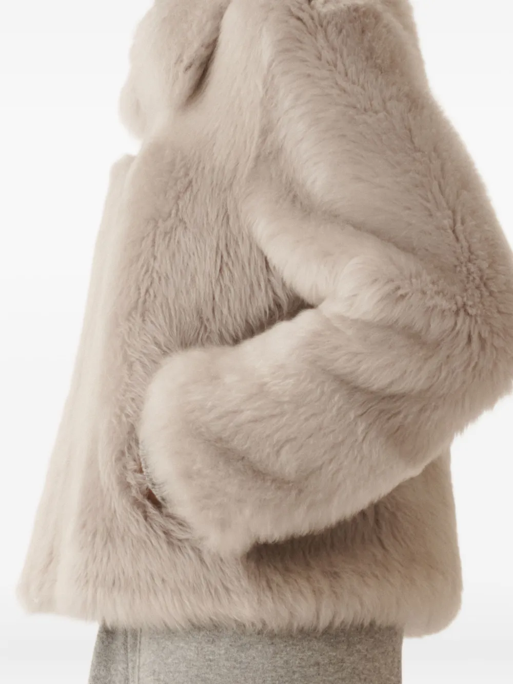Fabiana Filippi Shearling Zip-front Jacket In Neutral