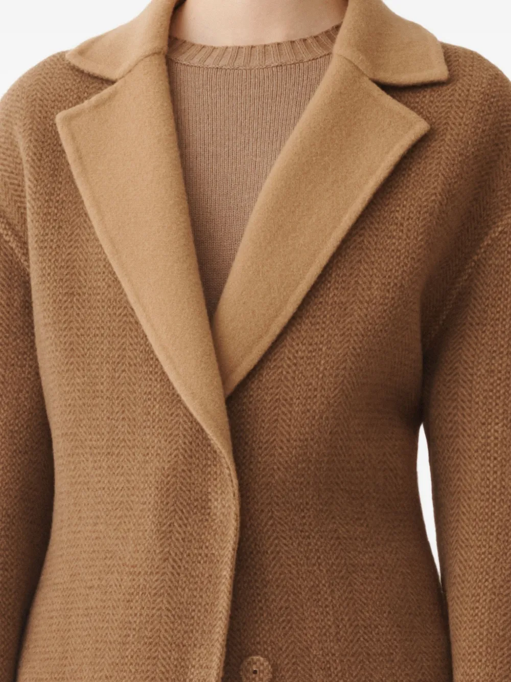 Fabiana Filippi Herringbone-pattern Coat In Brown