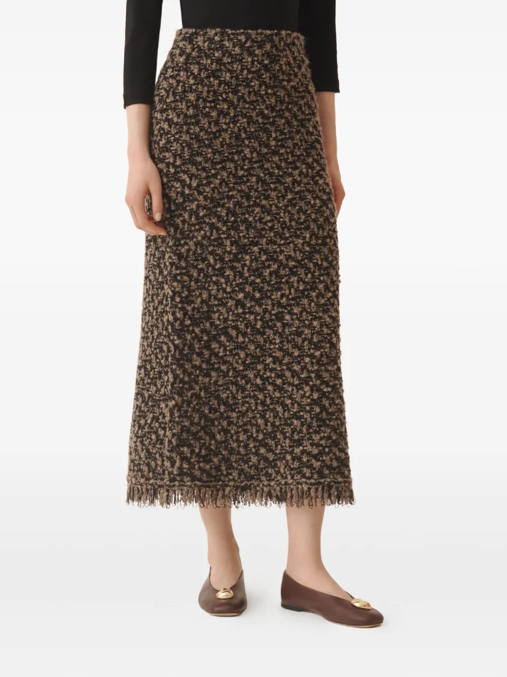 Fabiana Filippi Tweed Sequin Maxi Skirt In Brown