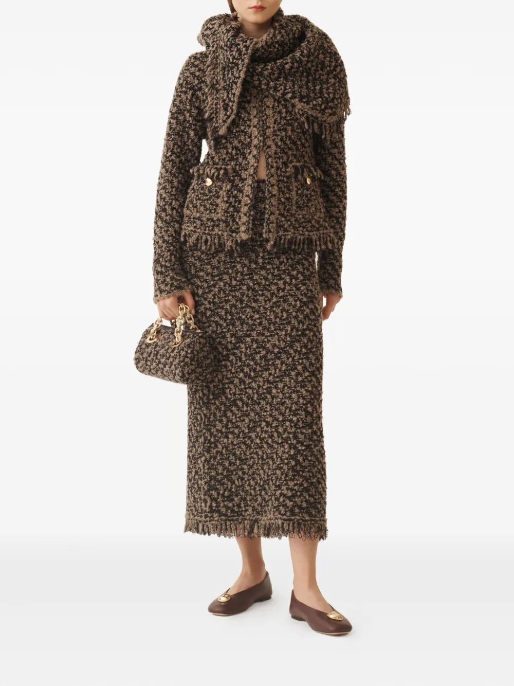 Fabiana Filippi tweed maxi skirt - Bruin