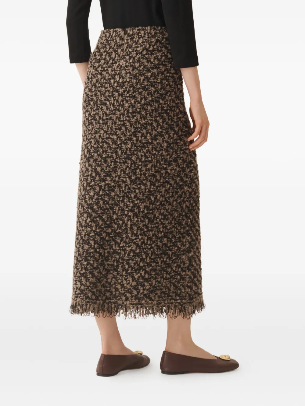 Fabiana Filippi Tweed Sequin Maxi Skirt In Brown