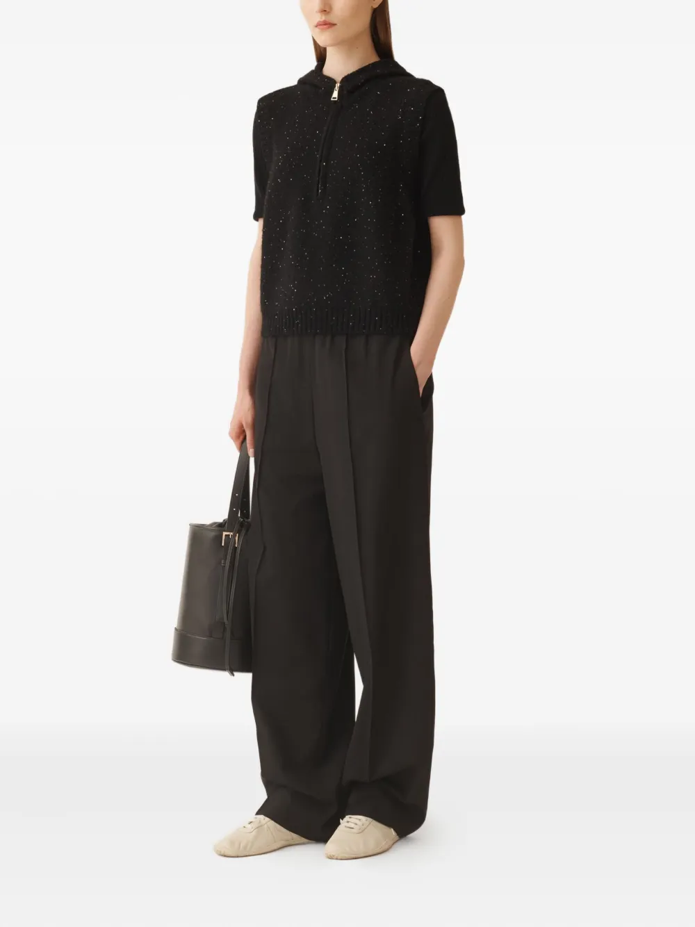 Fabiana Filippi Hoodie verfraaid met pailletten Zwart