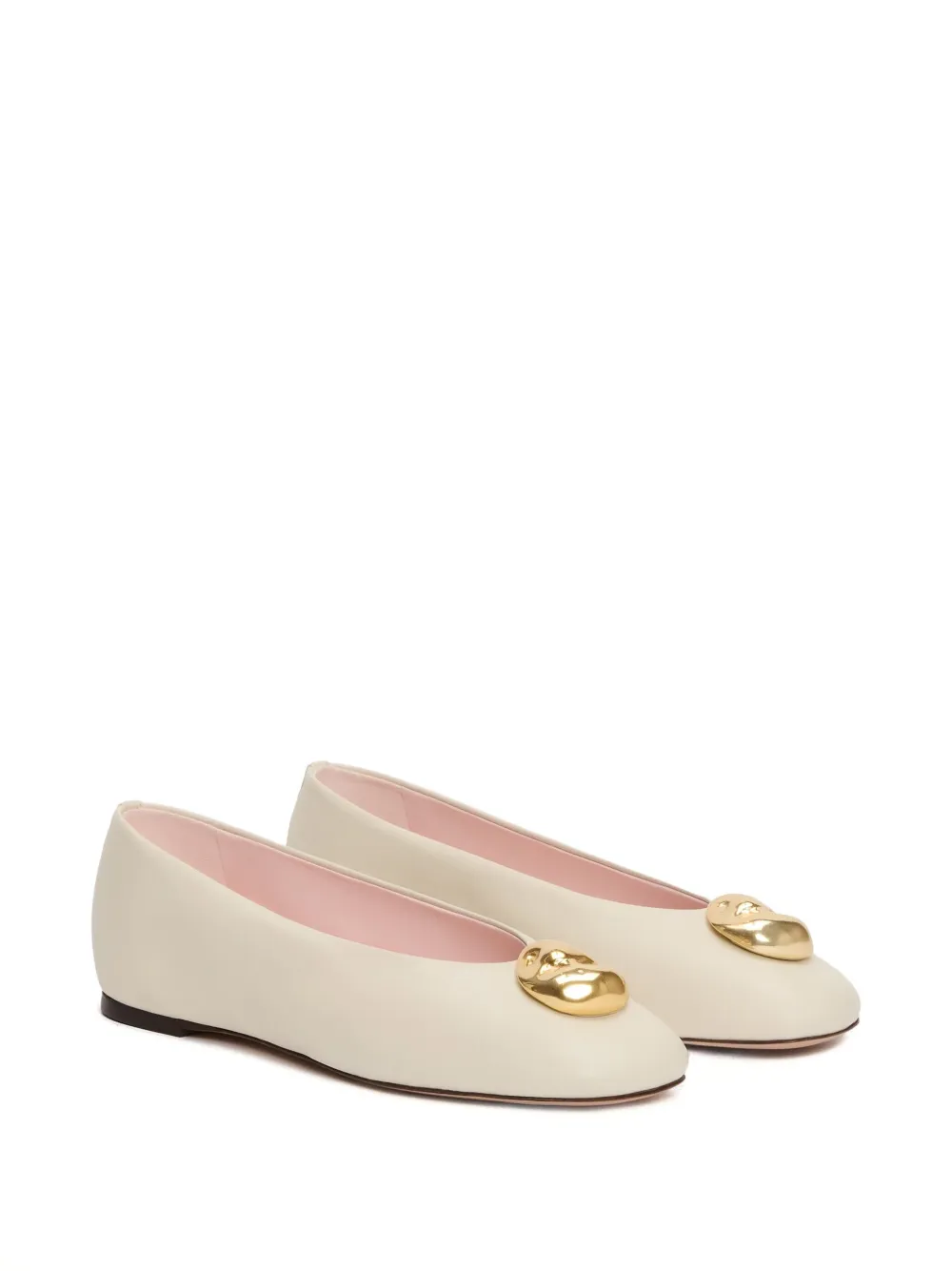 Fabiana Filippi leather embellished ballet flats White