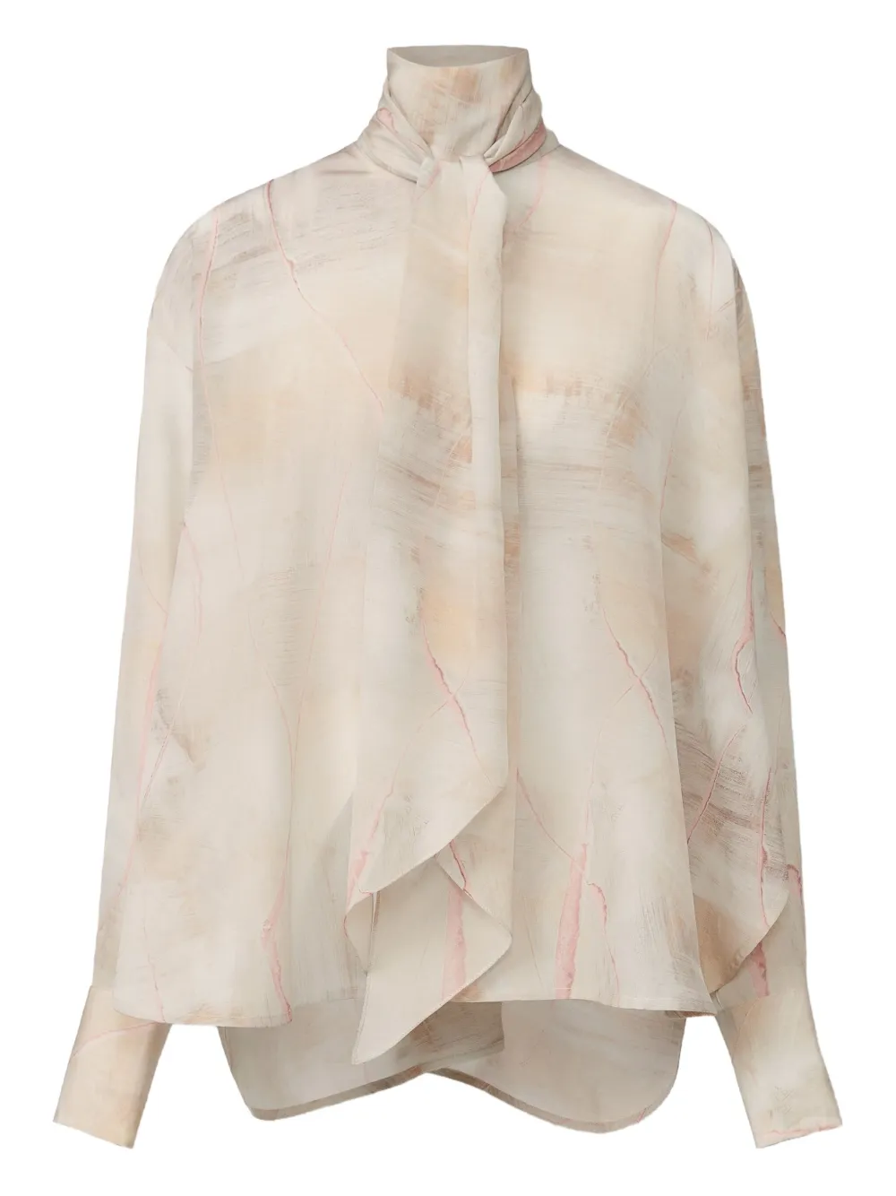Fabiana Filippi Top met abstracte print en gestrikte hals Beige